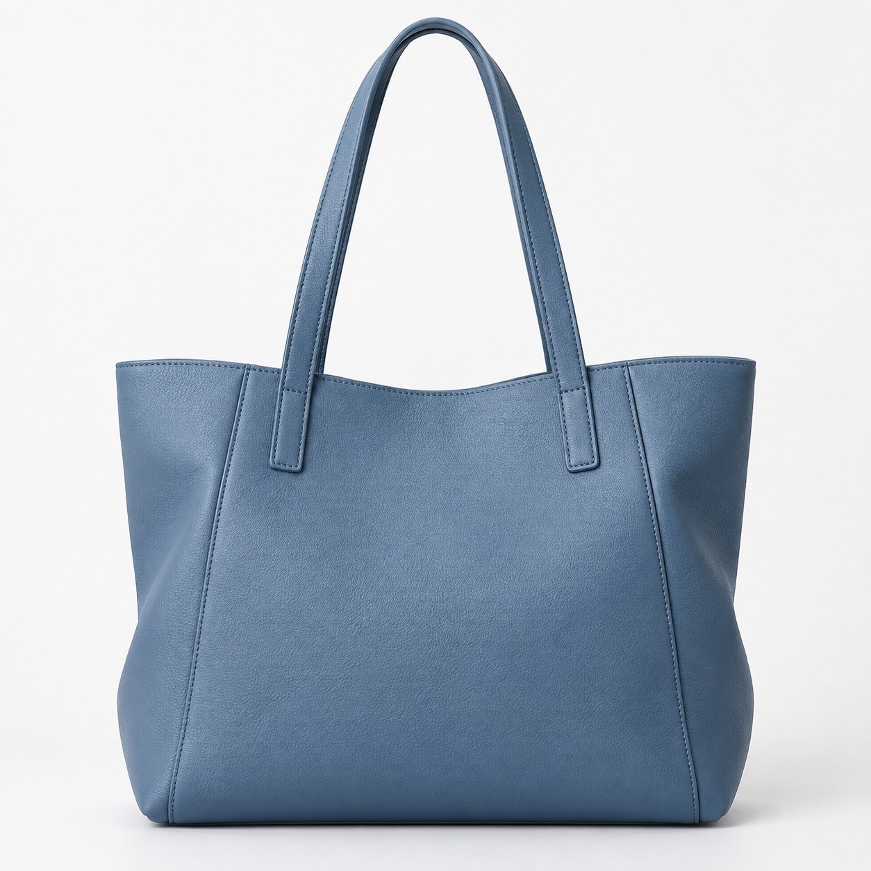 Bolsa cotidiana azul com duas alças longas, vista de frente