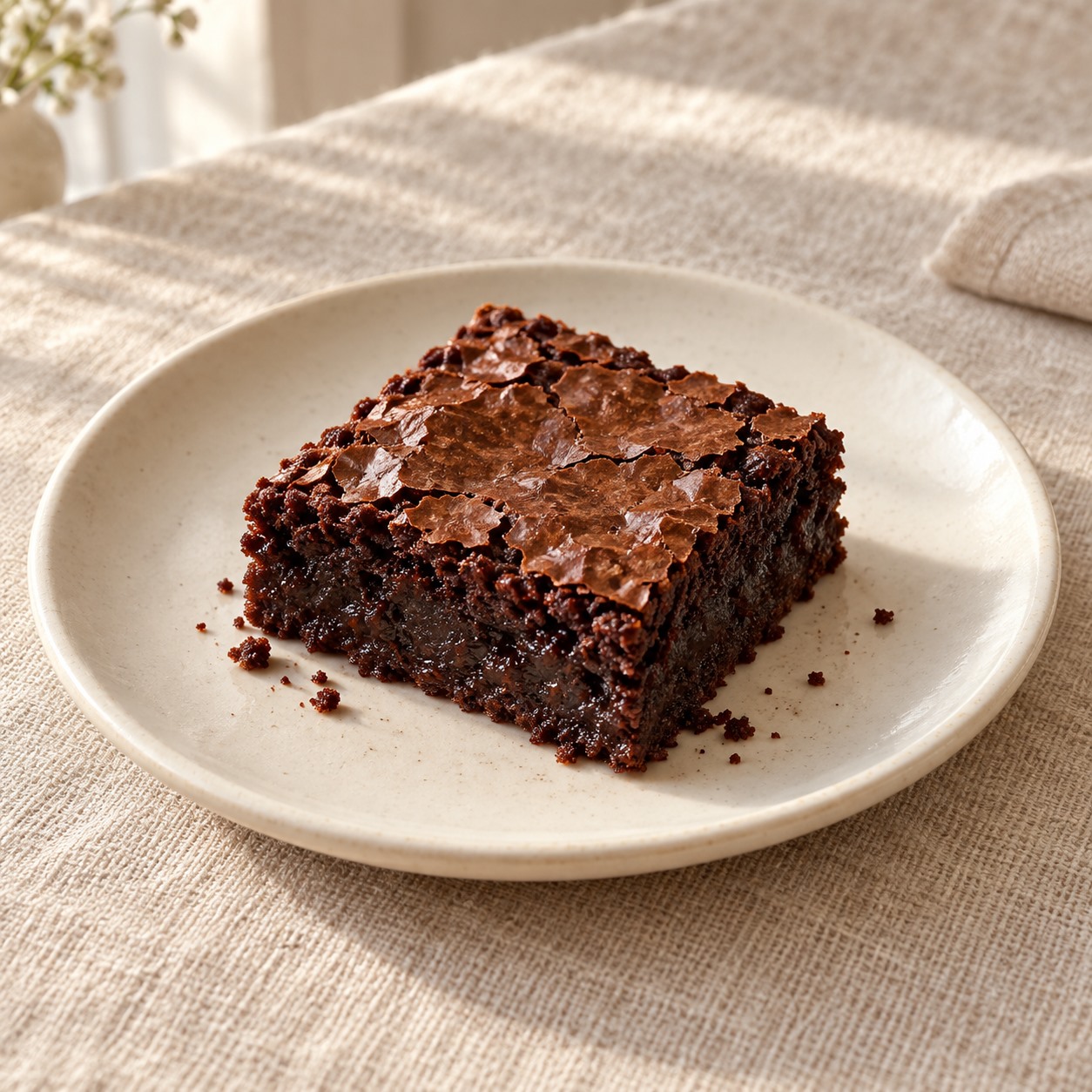 Brownie de chocolate servido em um prato