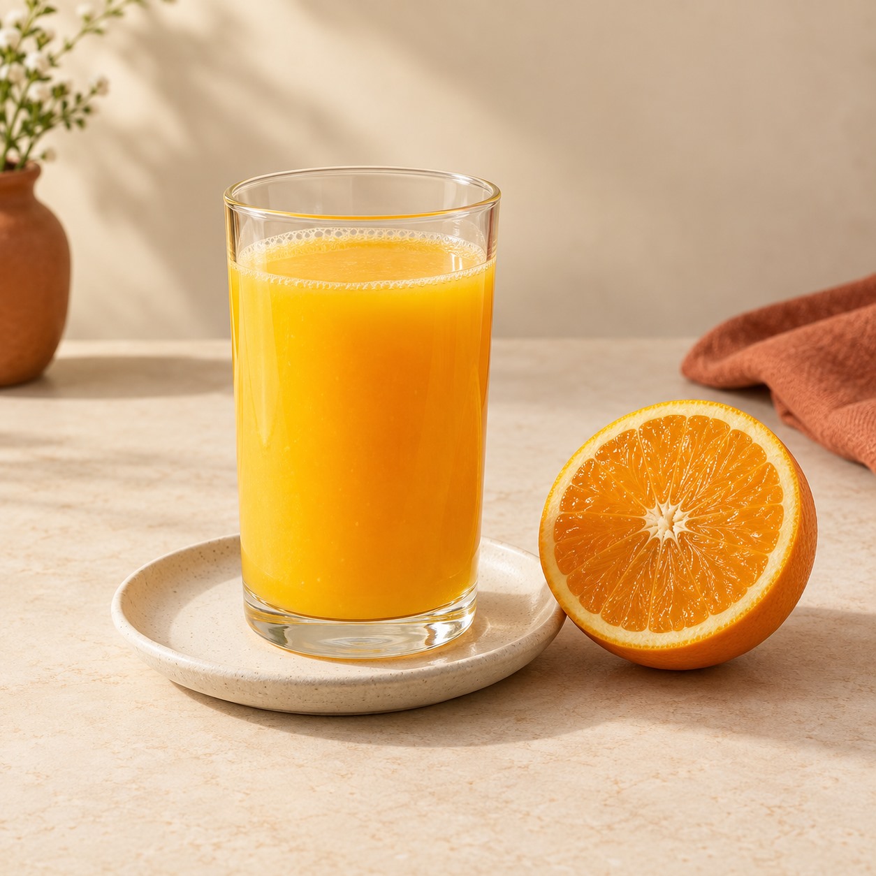 Copo de suco de laranja
